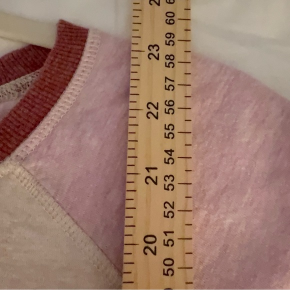Marine Layer Varsity Raglan Sweatshirt Pink Burgundy Oatmeal Colorblock M Soft! - Picture 5 of 9